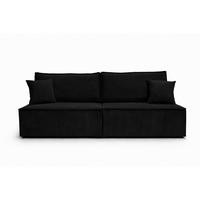 SOFA Mit Schlaffunktion Und Bettkasten, Cordstoff Poso, Schwarz, BEST MINI - Schwarz, Holz (200/83/98cm) - Kaiser Möbel