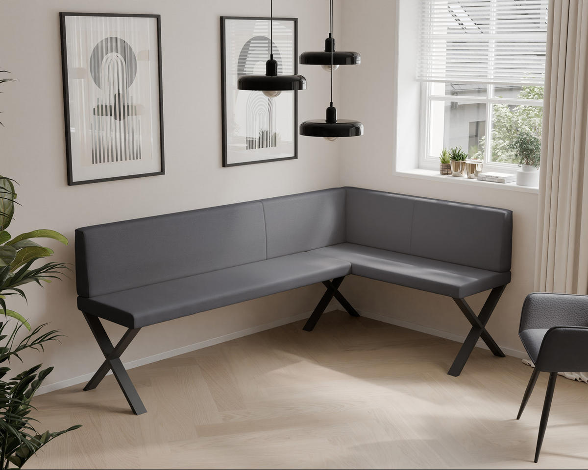 ECKBANK rechts VERO X Kunstleder glatt, 128/168 cm Dunkelgrau - Dunkelgrau, Kunststoff/Textil (128/168cm) - Idohome