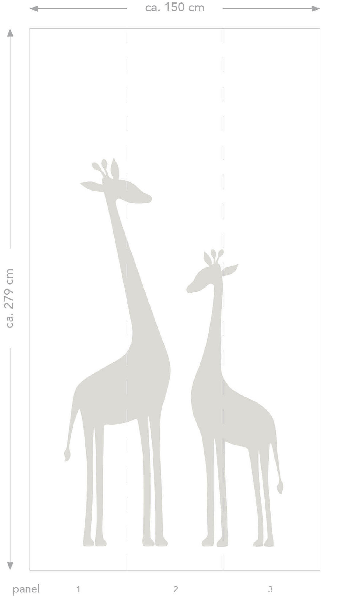 FOTOTAPETE Giraffen 150 x 279 cm - Grau, Papier (150/279cm) - Origin Wallcoverings