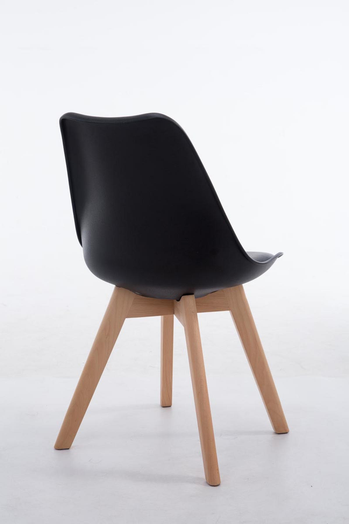 STUHL Lederlook schwarz - Eukalyptusholzfarben/Schwarz, Holz/Textil (48/84/41.5cm) - CLP
