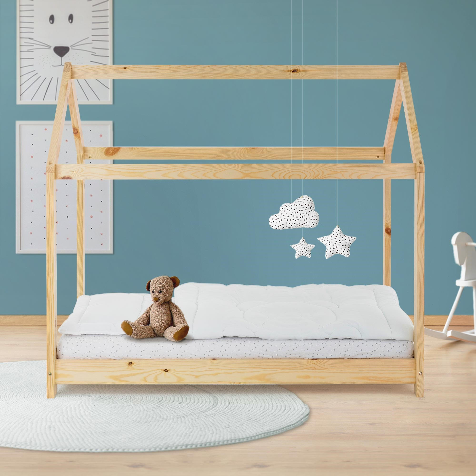 KINDERBETT mit Dach 70x140 cm Natur - Naturfarben, Holz (70/140cm) - ML-DESIGN