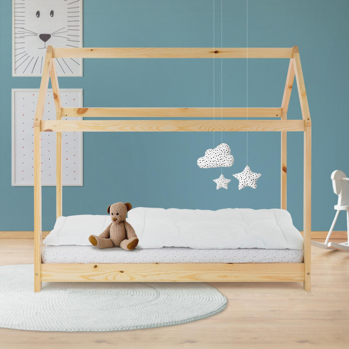 KINDERBETT mit Dach 70x140 cm Natur - Naturfarben, Holz (70/140cm) - ML-DESIGN