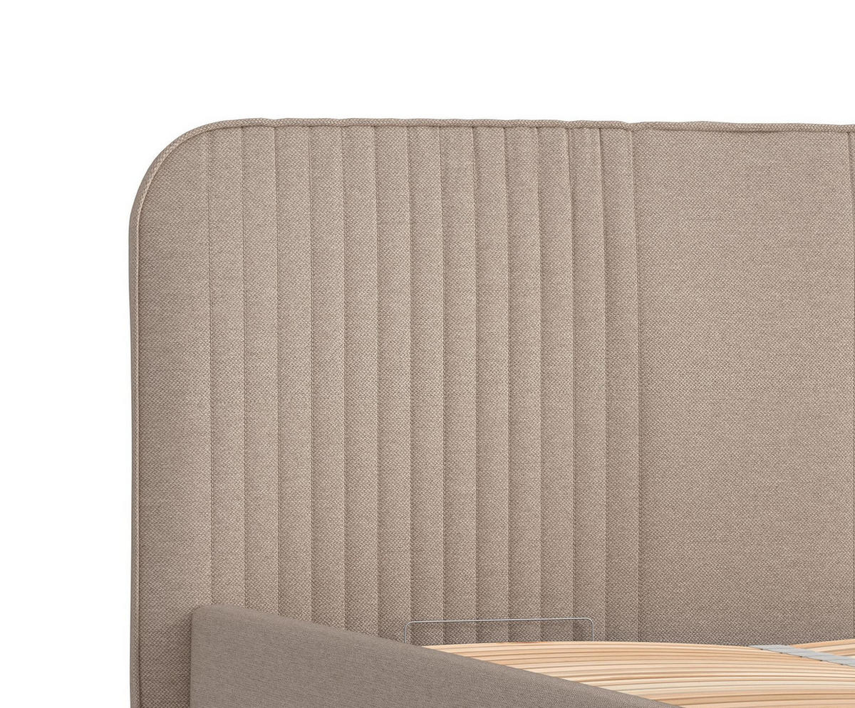 POLSTERBETT Livy Dunkelbeige 160/200 cm im Webstoff - Beige/Naturfarben, Holz/Holzwerkstoff (160/200cm) - Maison de Reve