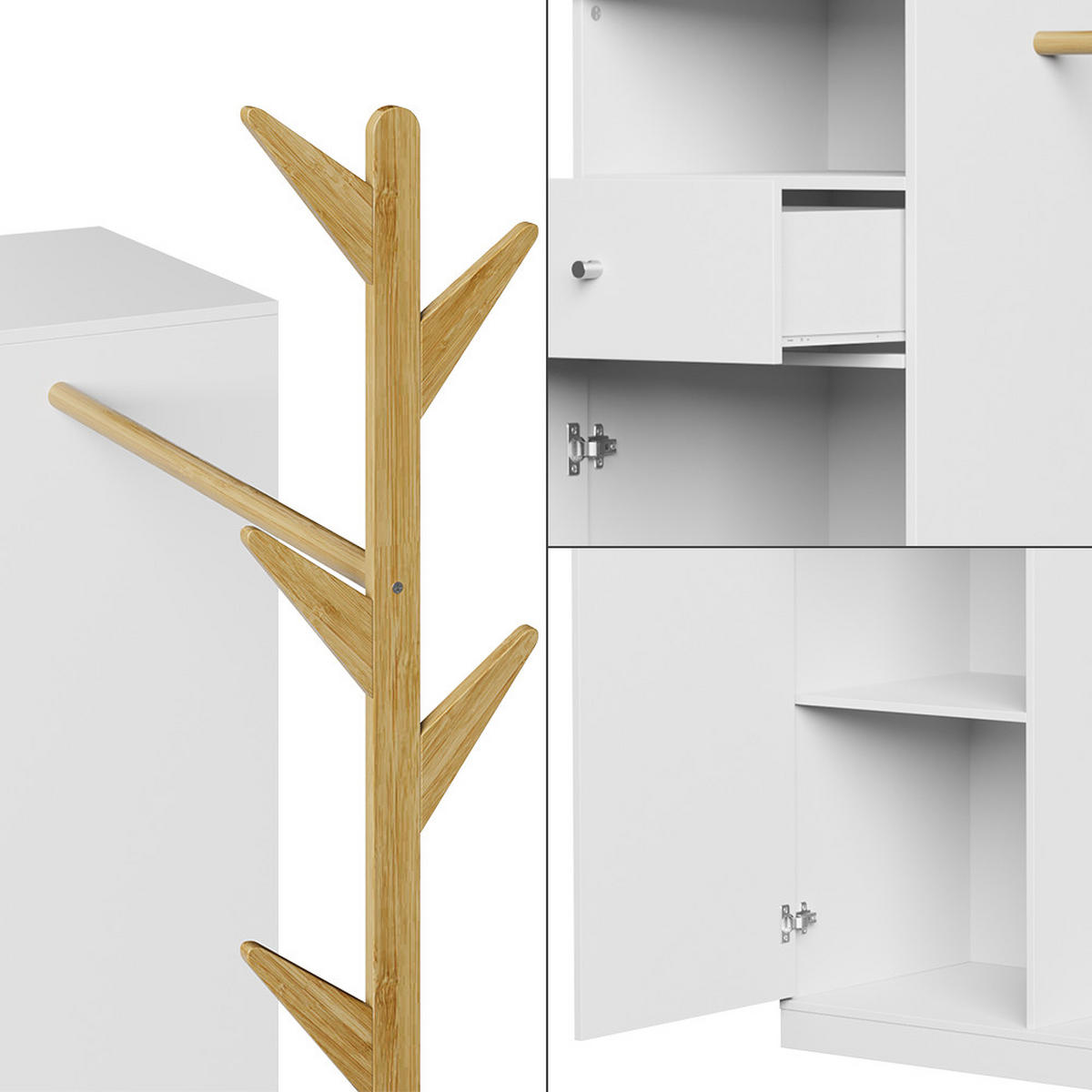 ŠATNÍKOVÁ SKRIŇA Liria Biela/bambusová - biela, kompozitné drevo (100/145/40cm) - Vicco