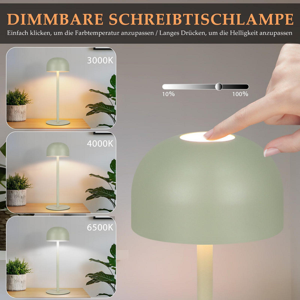STOLNÍ LED lampa Abberger 9/9/25 cm (sada 2 ks) - zelená barva, kov (9/9/25cm) - Nettlife