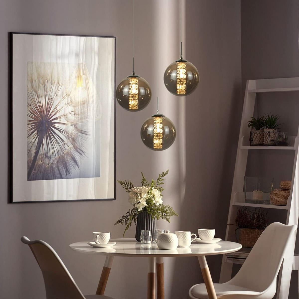 LED-HÄNGELEUCHTE Flamjarl 30/150/30 cm - Grau, Glas (30/30/150cm) - ZMH