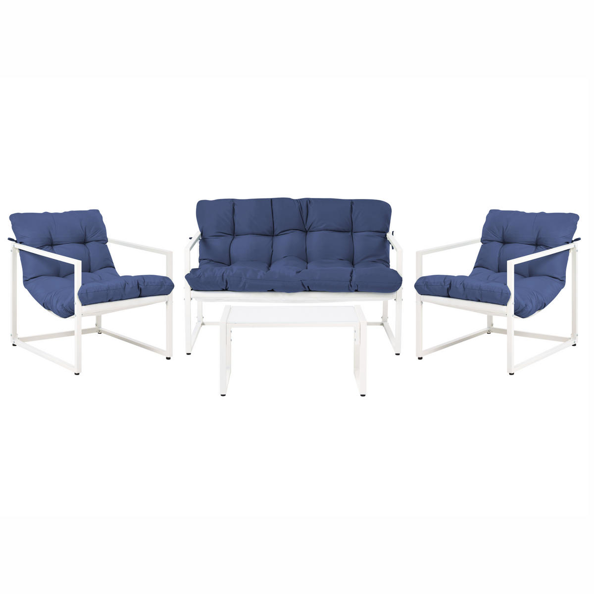LOUNGE-SET Blau Garda - Blau/Weiß, Metall - Beliani