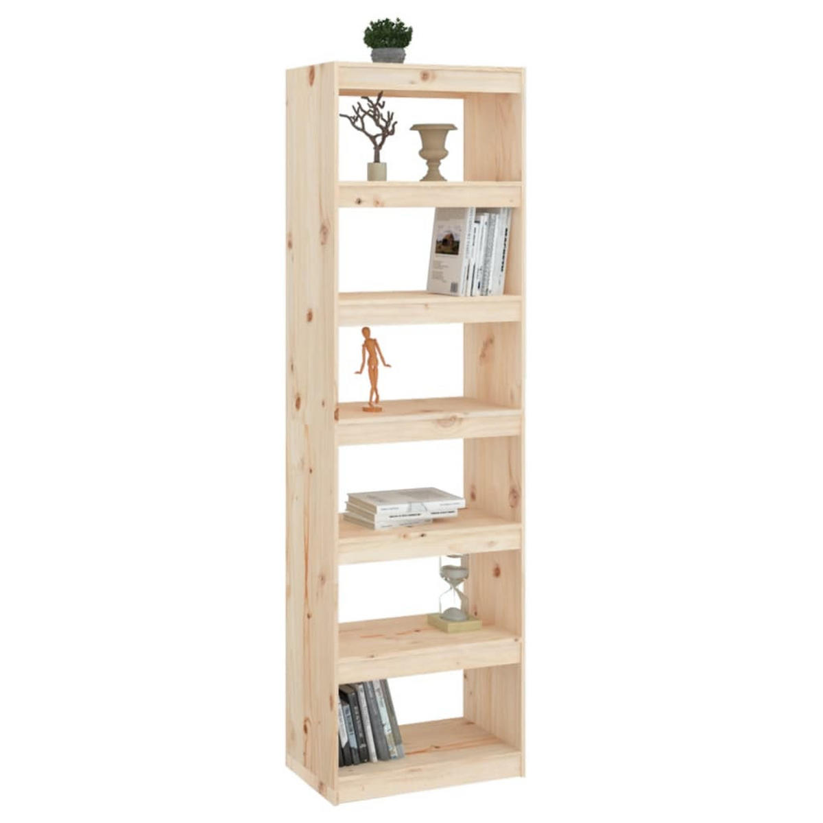 BÜCHERREGAL mit 6 Ebenen 60/30/199,5 cm aus Massivholz Kiefer - Naturfarben, Holz (60/199.5/30cm) - vidaXL