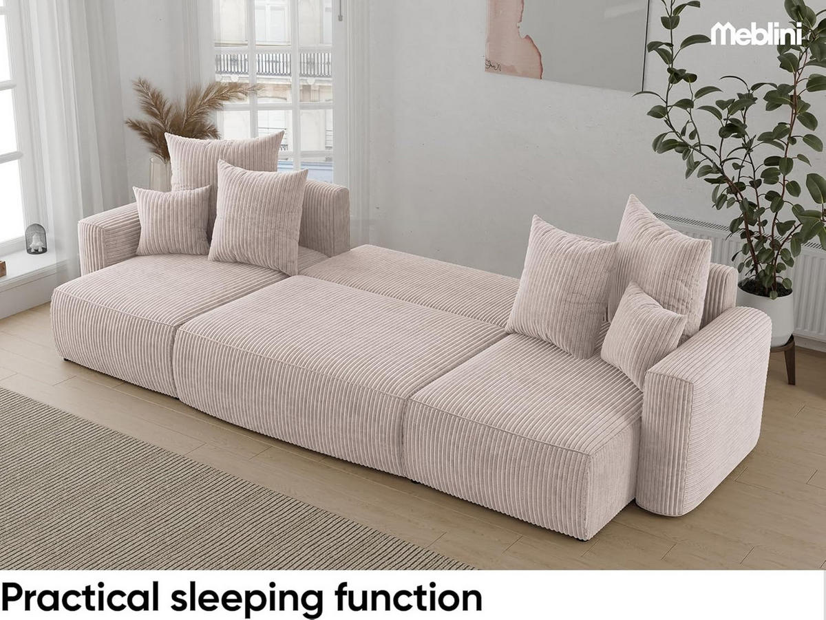 ECKSOFA DAVE U - Creme/Schwarz, Holzwerkstoff (312/142cm) - Meblini