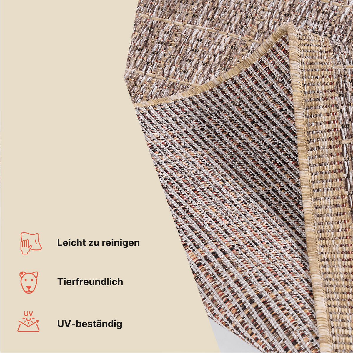 TEPPICH YUCANA Beige Outdoor Flachgewebe 200/300 cm - Beige, Textil (200/300cm) - Tapiso