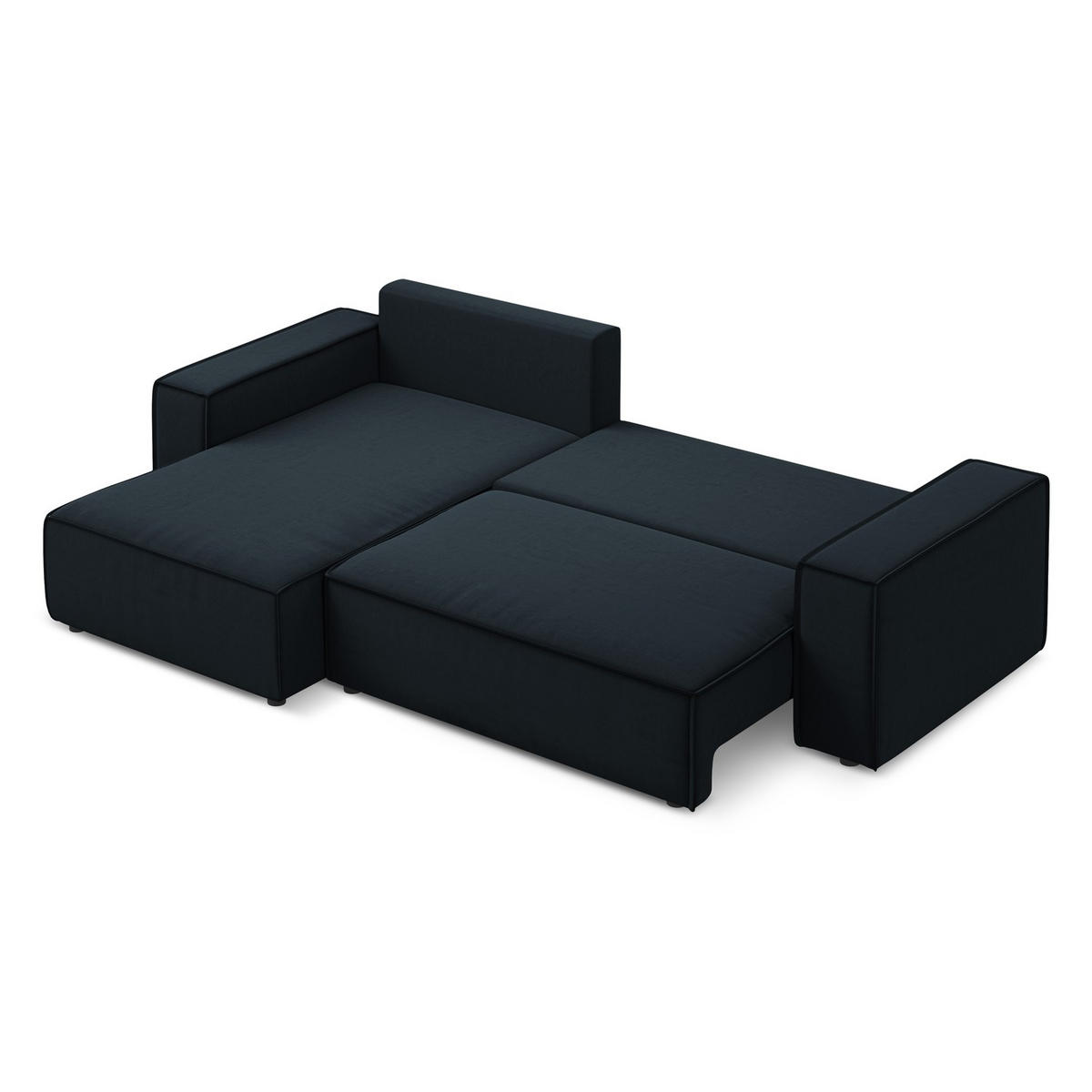 ECKSOFA mit Schlaffunktion Samt Stoff Blau - Blau/Schwarz, Kunststoff/Textil (185/290cm) - LaMiaSofa