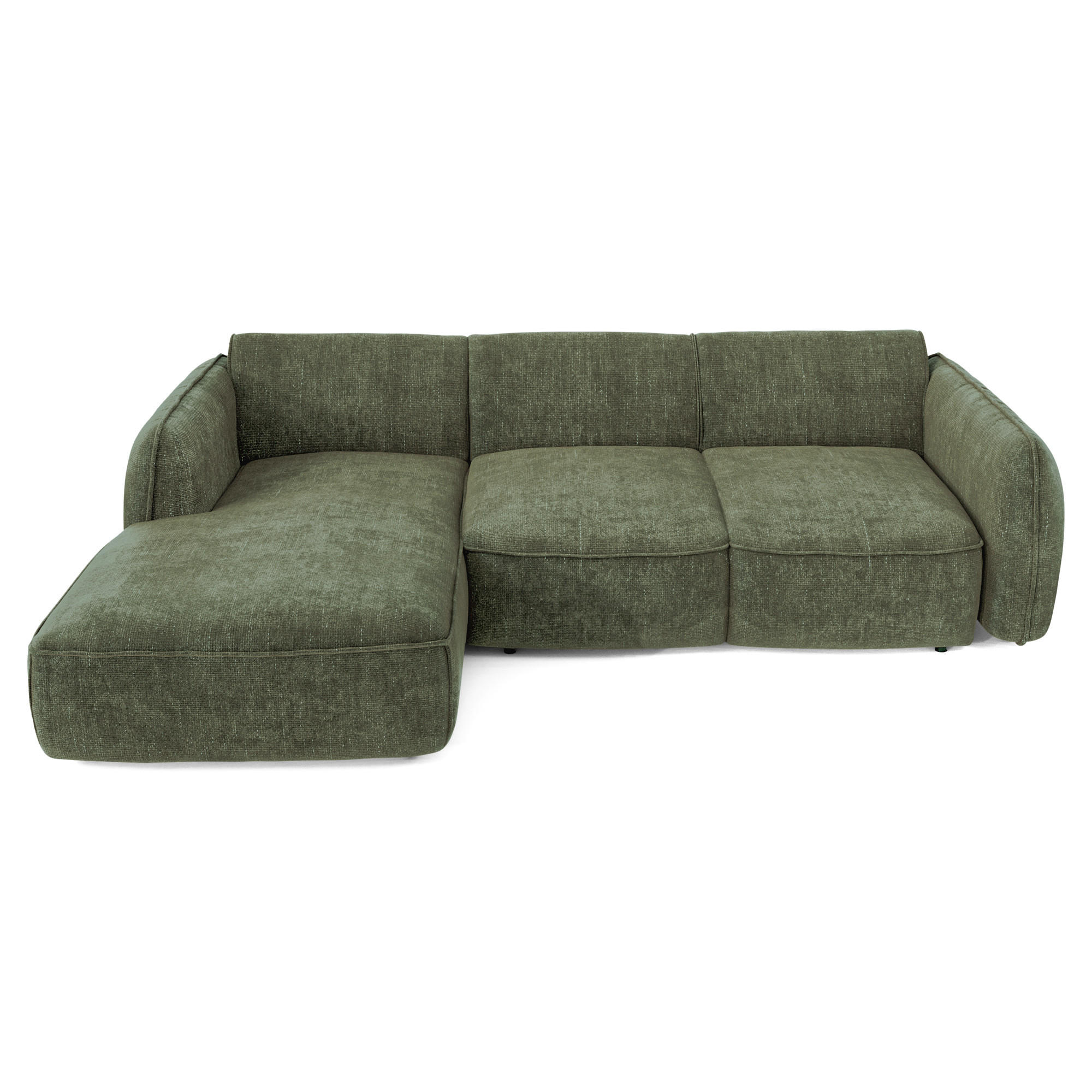 ECKSOFA RECHTS Rastervelours 274cm - Olivgrün, Textil (274/174cm) - Sia Home