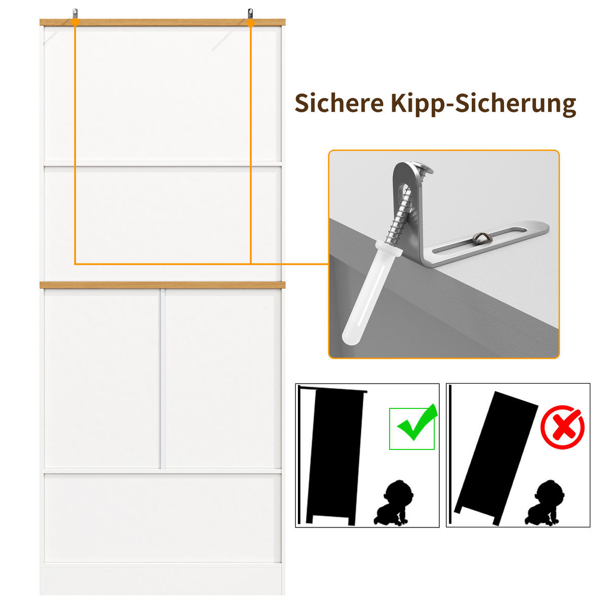 KÜCHENSCHRANK in Weiß mit Schubladen für Esszimmer, Küche und Wohnzimmer, B80/T40/H180 cm - Weiß, Holzwerkstoff/Metall (80/180/40cm) - STILVORA