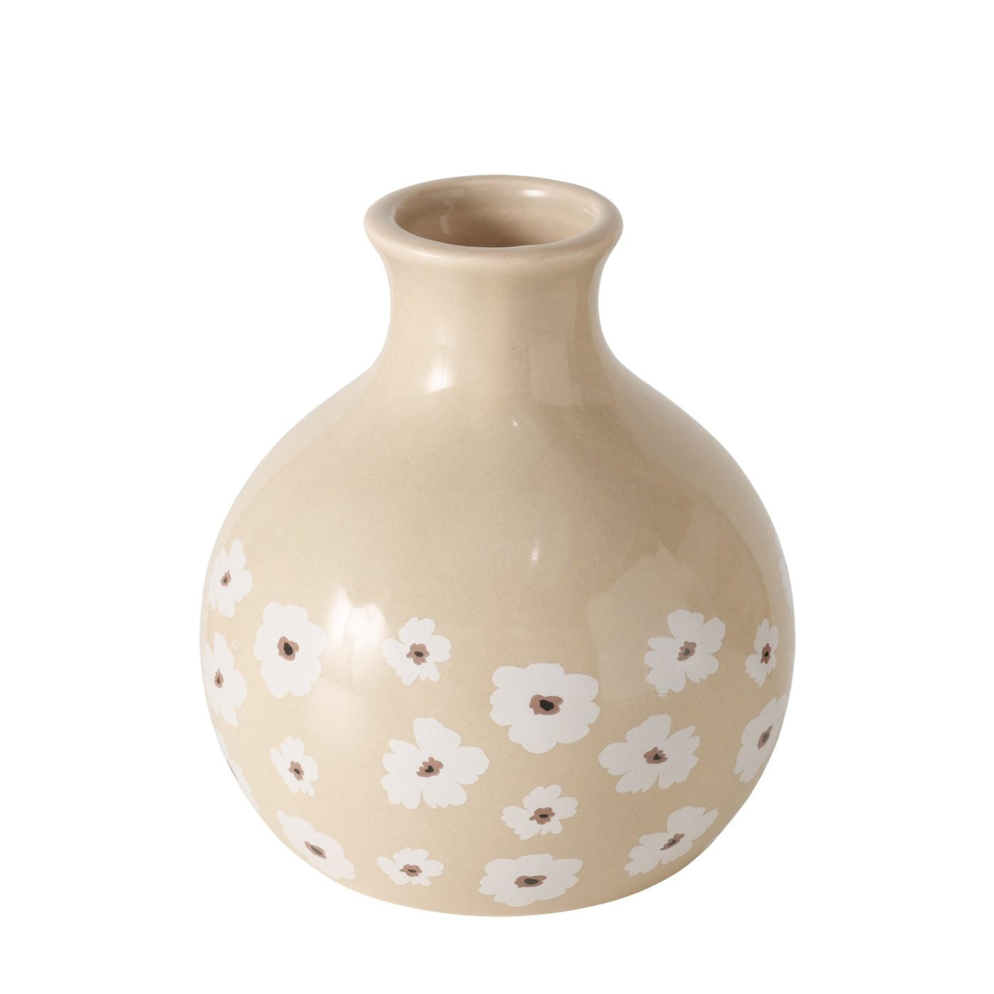 KERAMIKVASE mit Blumenmuster Canea 10/10/11 cm - Beige, Keramik (11cm) - Boltze Home