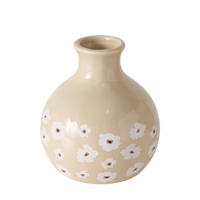 KERAMIKVASE mit Blumenmuster Canea 10/10/11 cm - Beige, Keramik (11cm) - Boltze Home