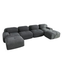 WOHNLANDSCHAFT Cord Grau montagefrei - Grau, Textil (388/75/178cm) - WISHDOR