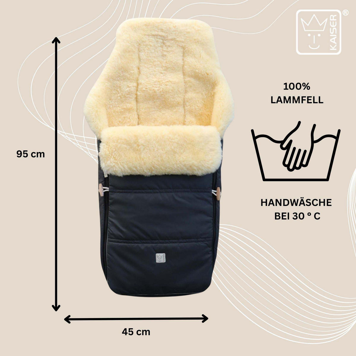 LAMMFELL-FUSSSACK Dublas 2.0, anthracite - Anthrazit, Fell (45/95cm) - Kaiserbaby