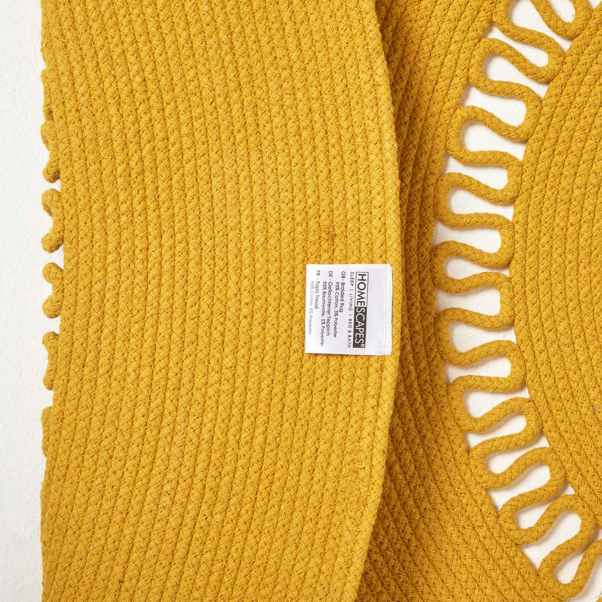 TEPPICH geflochten rund mit Häkel-Muster 150 cm - Currygelb, Textil (150/150cm) - Homescapes