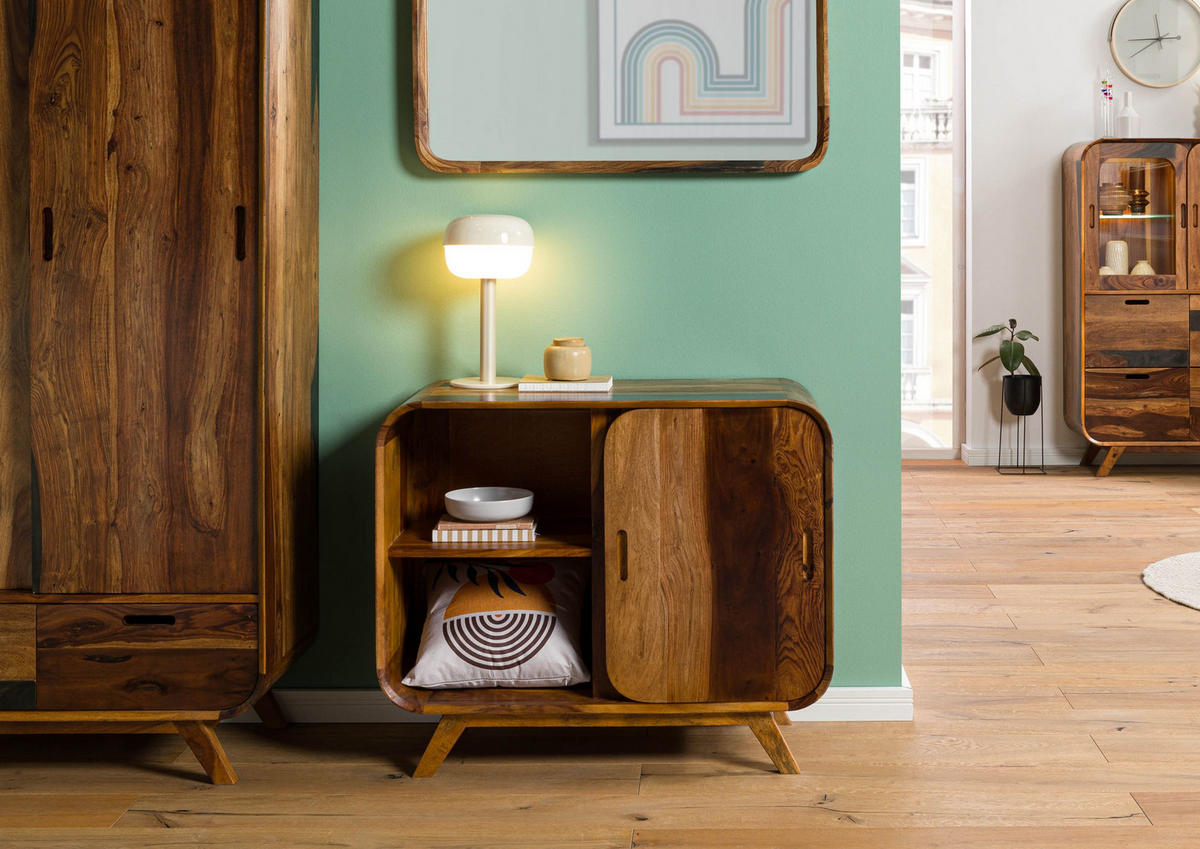 SIDEBOARD Sheesham 90x40x75 dunkelbraun lackiert MAILAND #200 - Dunkelbraun, Holz (90/75/40cm) - Massivmoebel24