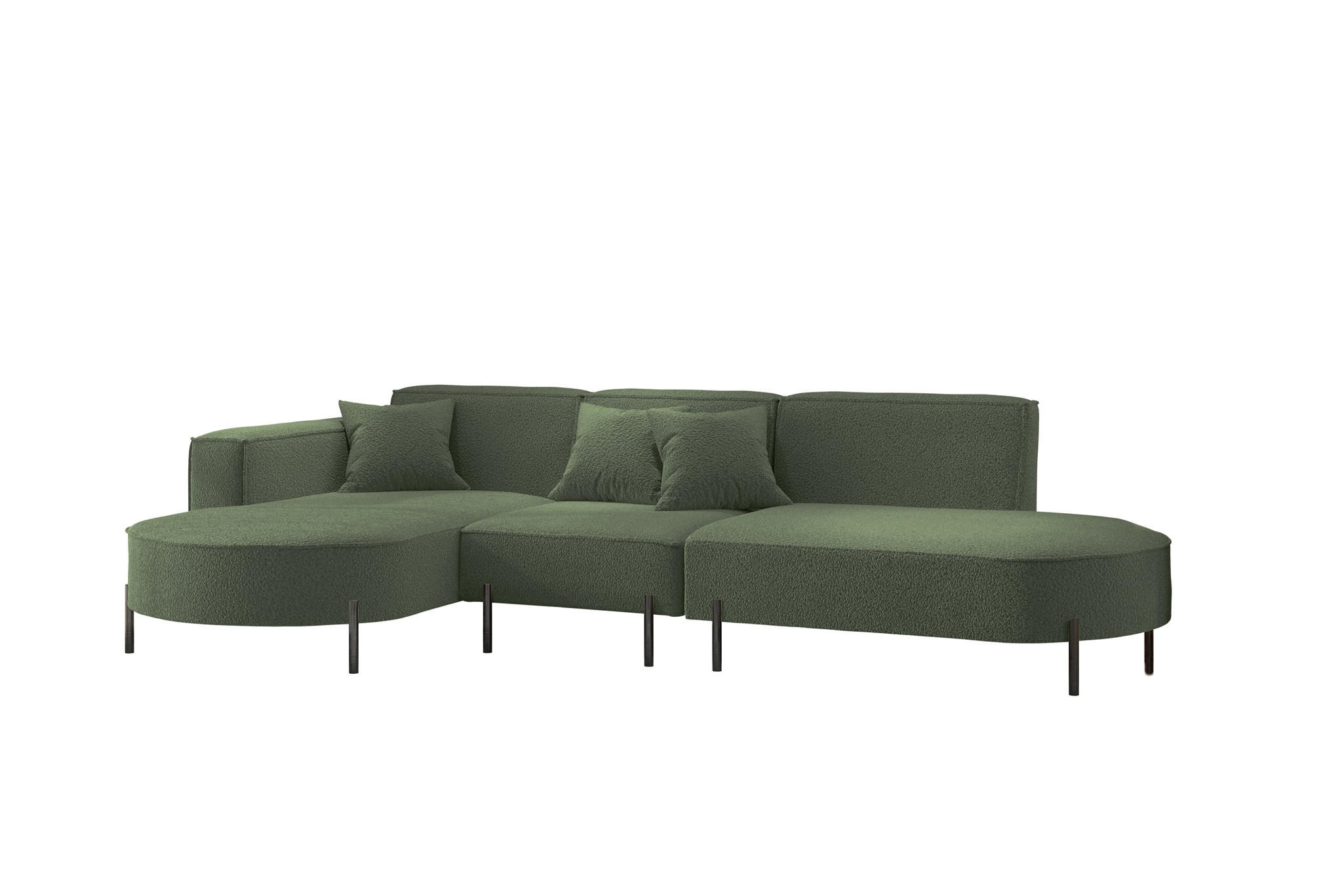 ECKSOFA Valencia - Grün, Holzwerkstoff/Textil (321/165cm) - Fun Möbel