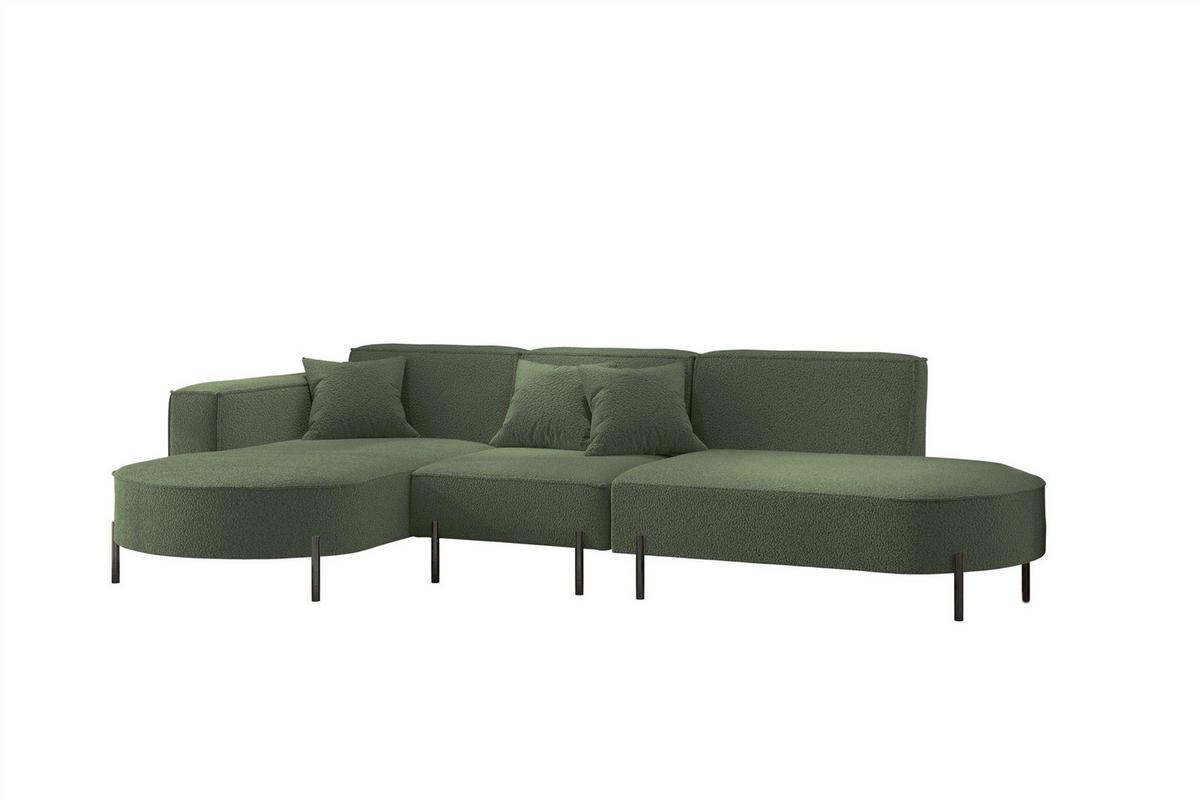 ECKSOFA Valencia - Grün, Holzwerkstoff/Textil (321/165cm) - Fun Möbel
