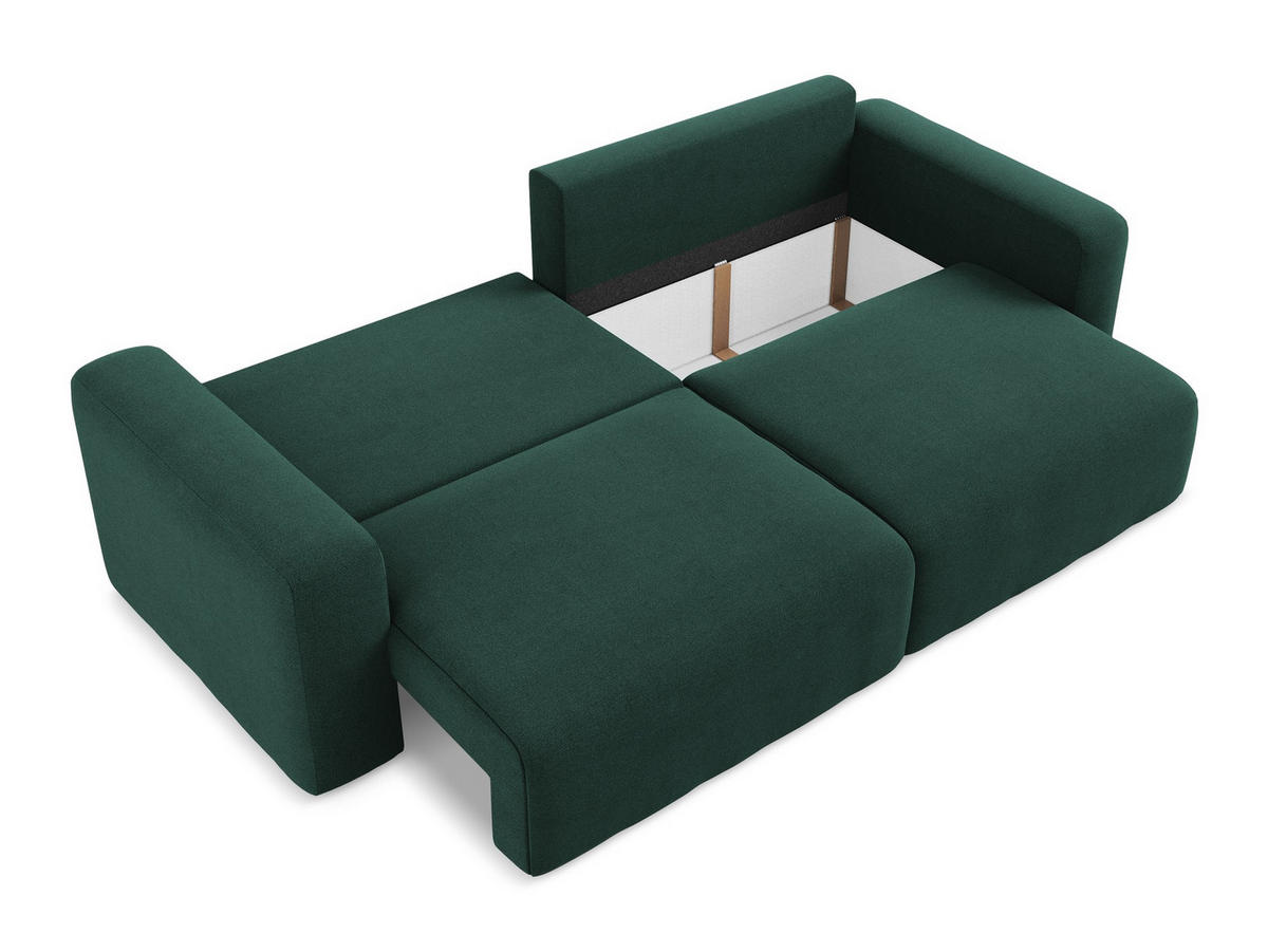 3-SITZER SOFA mit Schlaffunktion Strukturstoff Stoff Grün - Dunkelgrün/Schwarz, Kunststoff/Textil (244/79/102cm) - Makamii
