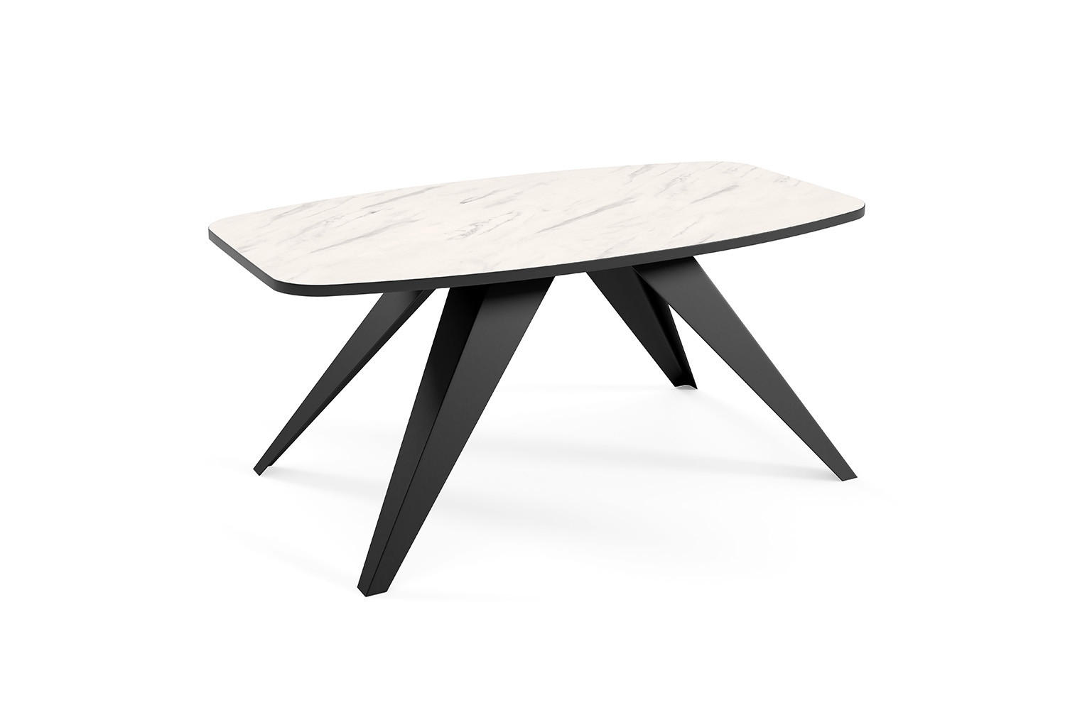 COUCHTISCH Luna Bianco Marmor / Schwarz 120 / 60 / 48cm - Schwarz/Weiß, Holz/Holzwerkstoff (60/120/48cm) - Feldmann-Wohnen