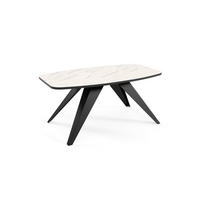 COUCHTISCH Luna Bianco Marmor / Schwarz 120 / 60 / 48cm - Schwarz/Weiß, Holz/Holzwerkstoff (60/120/48cm) - Feldmann-Wohnen