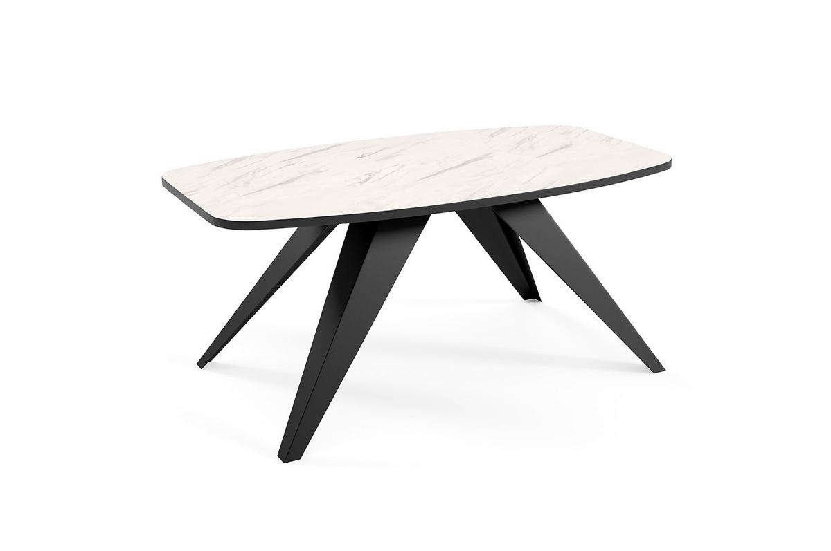 COUCHTISCH Luna Bianco Marmor / Schwarz 120 / 60 / 48cm - Schwarz/Weiß, Holz/Holzwerkstoff (60/120/48cm) - Feldmann-Wohnen