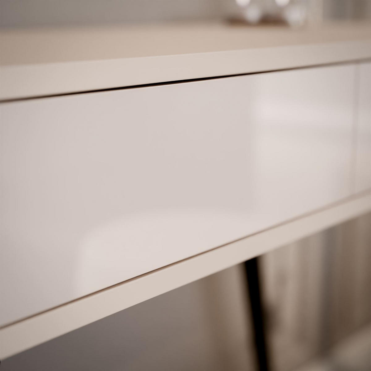 KONSOLE SIENNA KASCHMIR auf schrägen schwarzen Beinen PUSH OPEN - Kaschmir, Holzwerkstoff (100/81/42cm) - Lookway