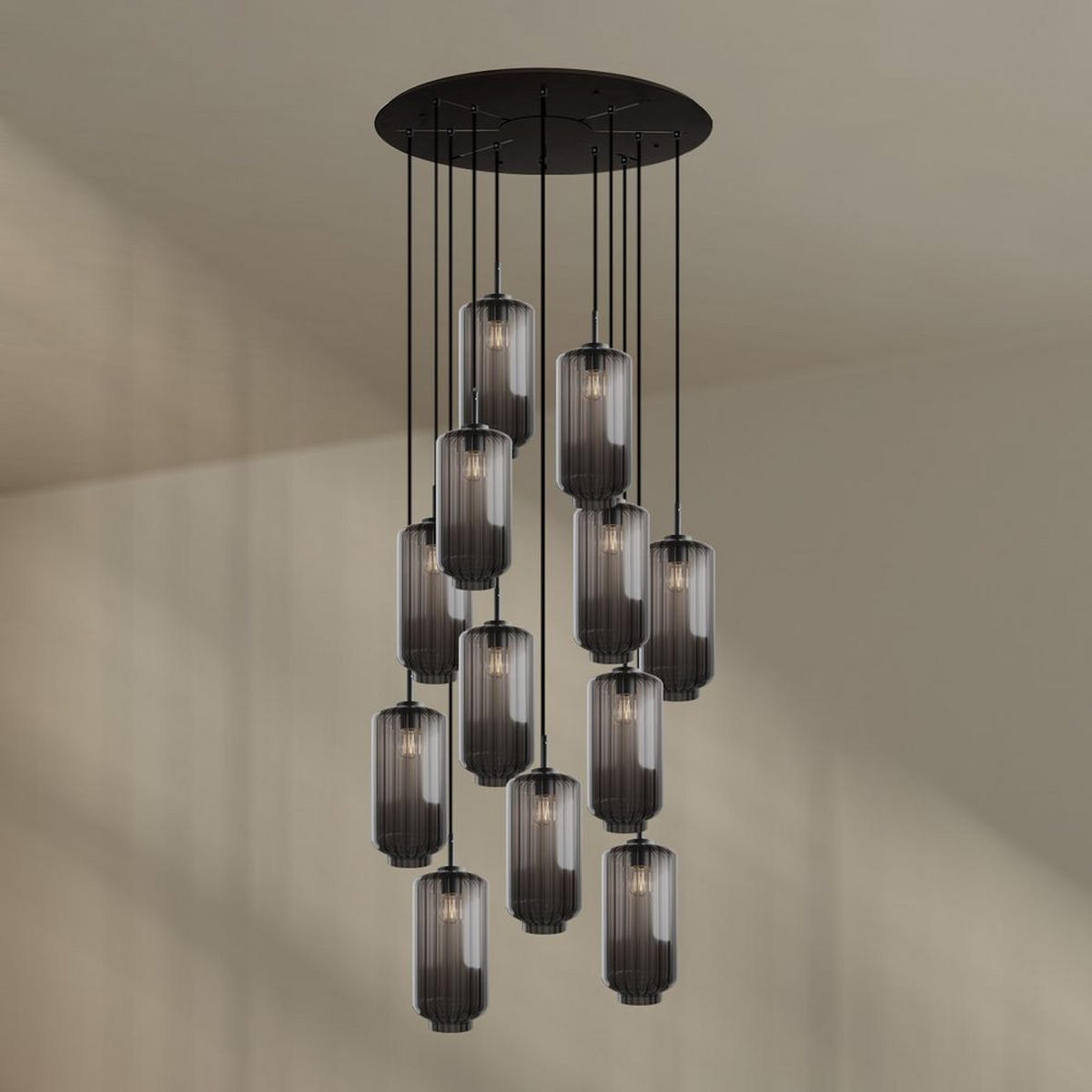 GALERIELEUCHTE Velo 12-flammig Rauch Ø 18cm - Anthrazit/Schwarz, Glas (18/18/33cm) - s.luce