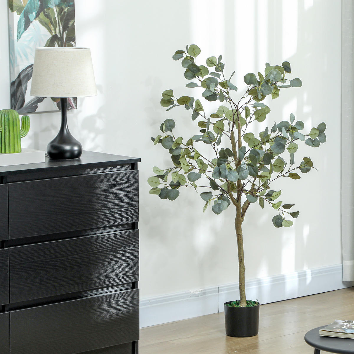 DECORATIVE Artificial Plant, Silk Eucalyptus Tree in Pot, 150cm - Grün, Kunststoff (150cm) - HOMCOM