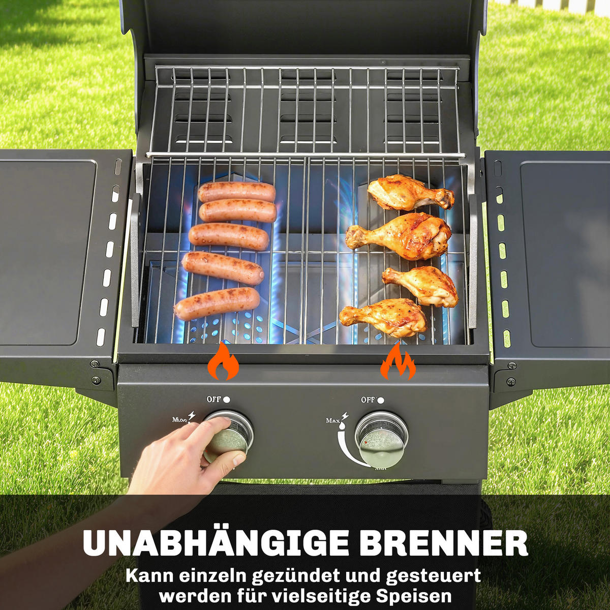 GASGRILL Stahl Metall Schwarz - Schwarz, Metall (53/111.5/95cm) - Outsunny