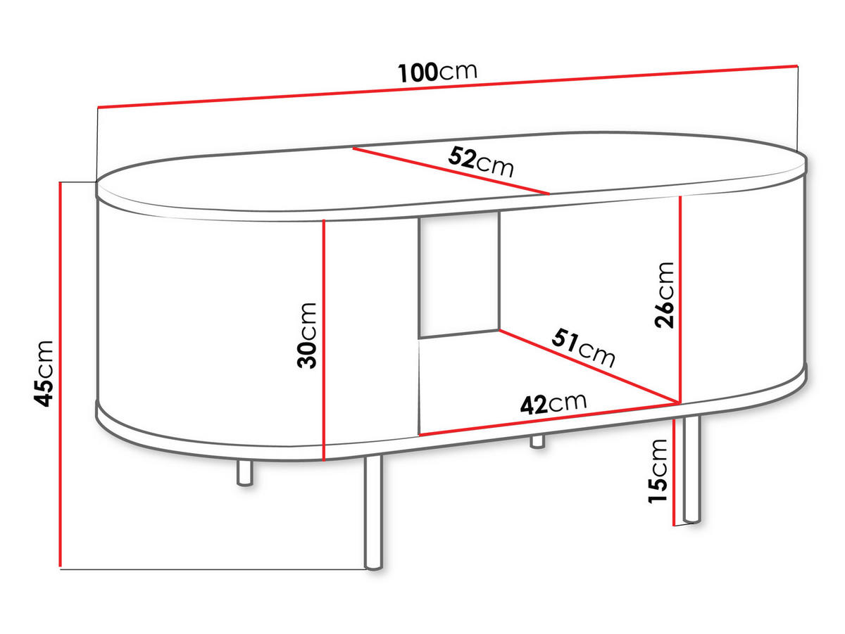 COUCHTISCH Lygrint - Eichefarben/Schwarz, Holzwerkstoff/Metall (52/100/45cm) - MIRJAN24