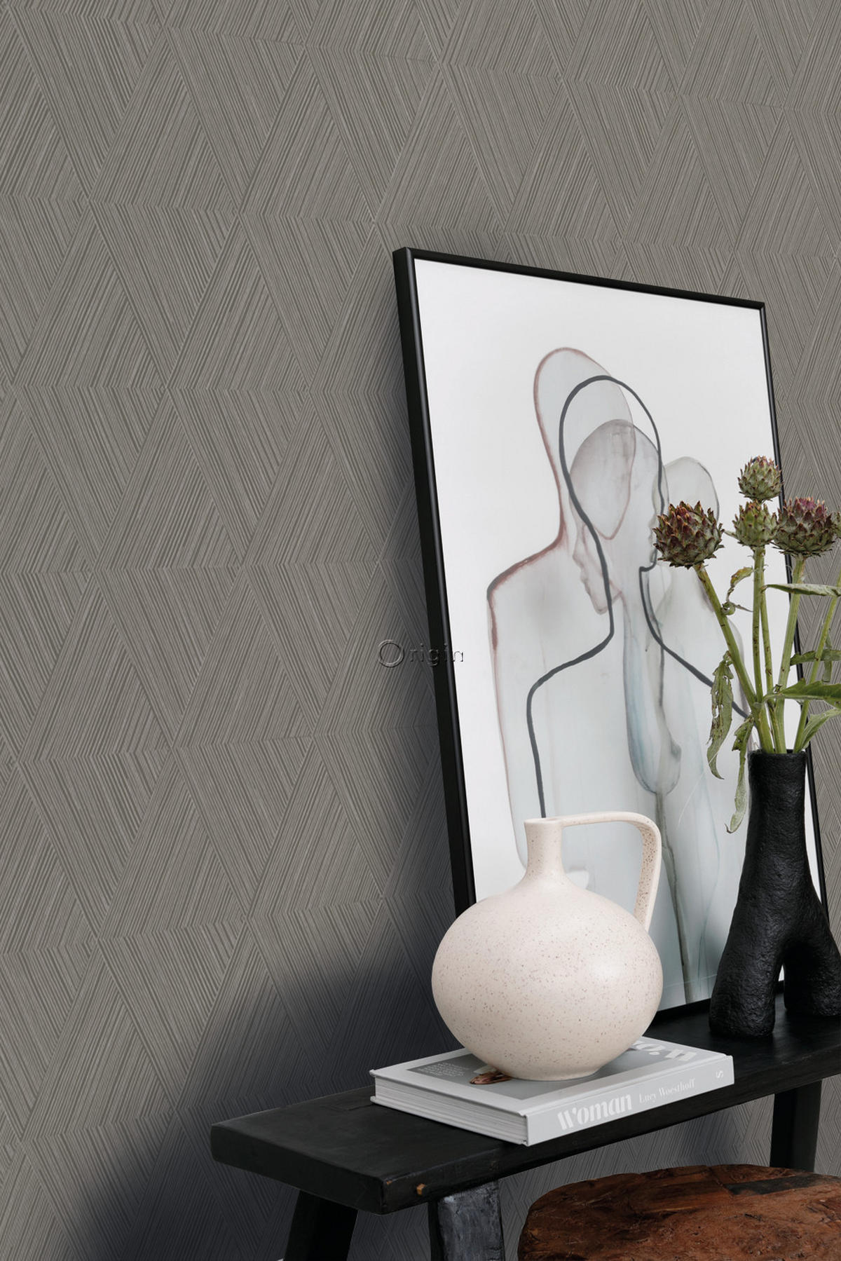 TAPETE 3D-Muster 50 x 900 cm - Grau, Papier (50/900cm) - Origin Wallcoverings