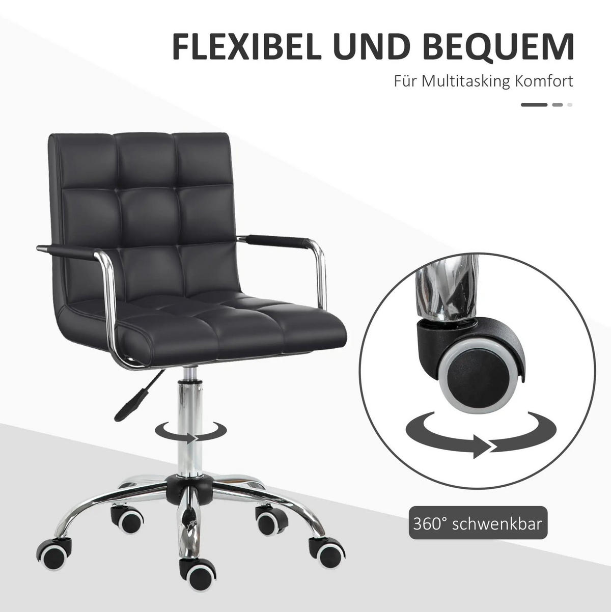 DREHSTUHL 46/61 cm Schwarz aus PVC höhenverstellbar - Schwarz, Kunststoff (54/99/52.5cm) - OKMYHOME