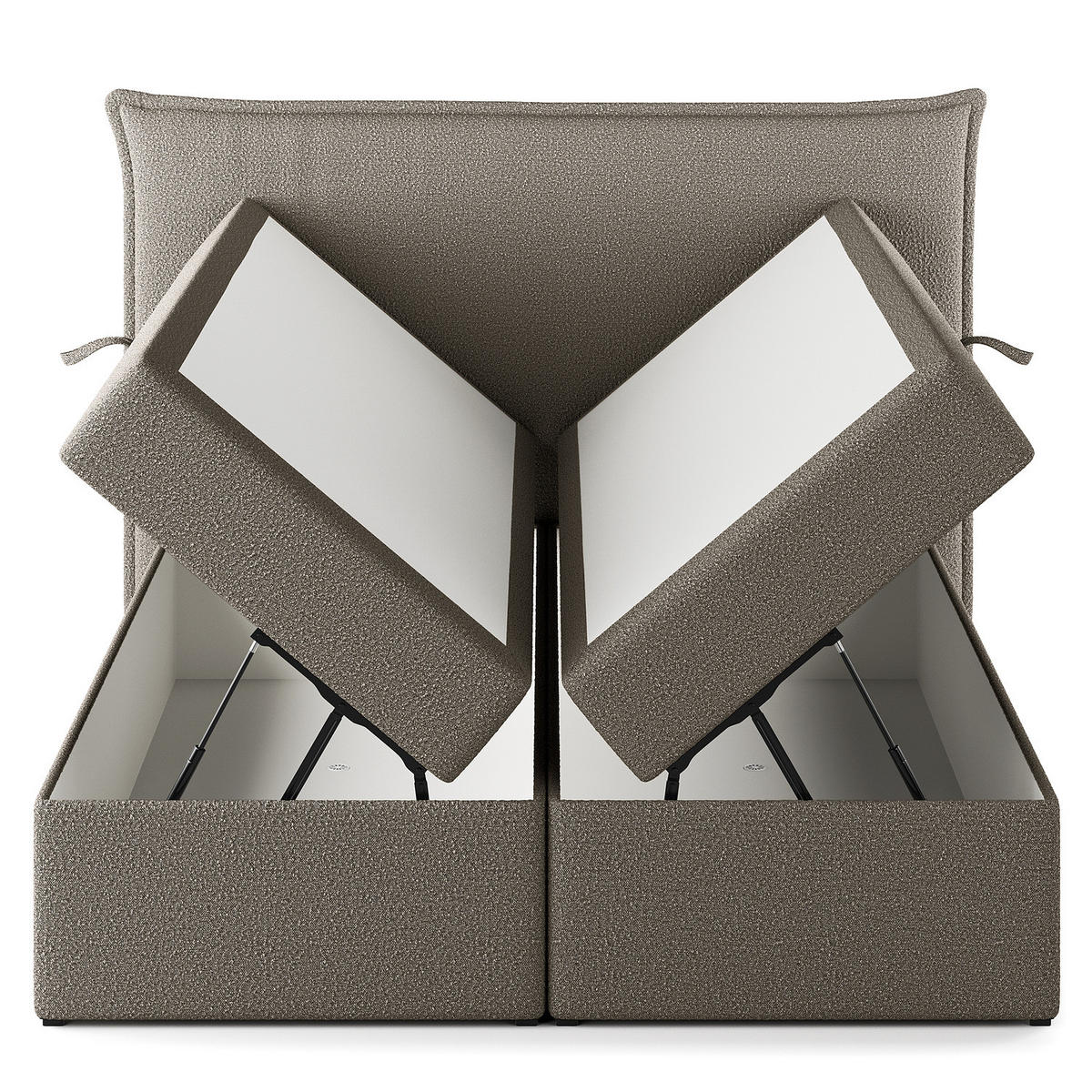 BOXBETT mit Stauraum - Bouclé - Grau, Holzwerkstoff (160/200cm) - home24