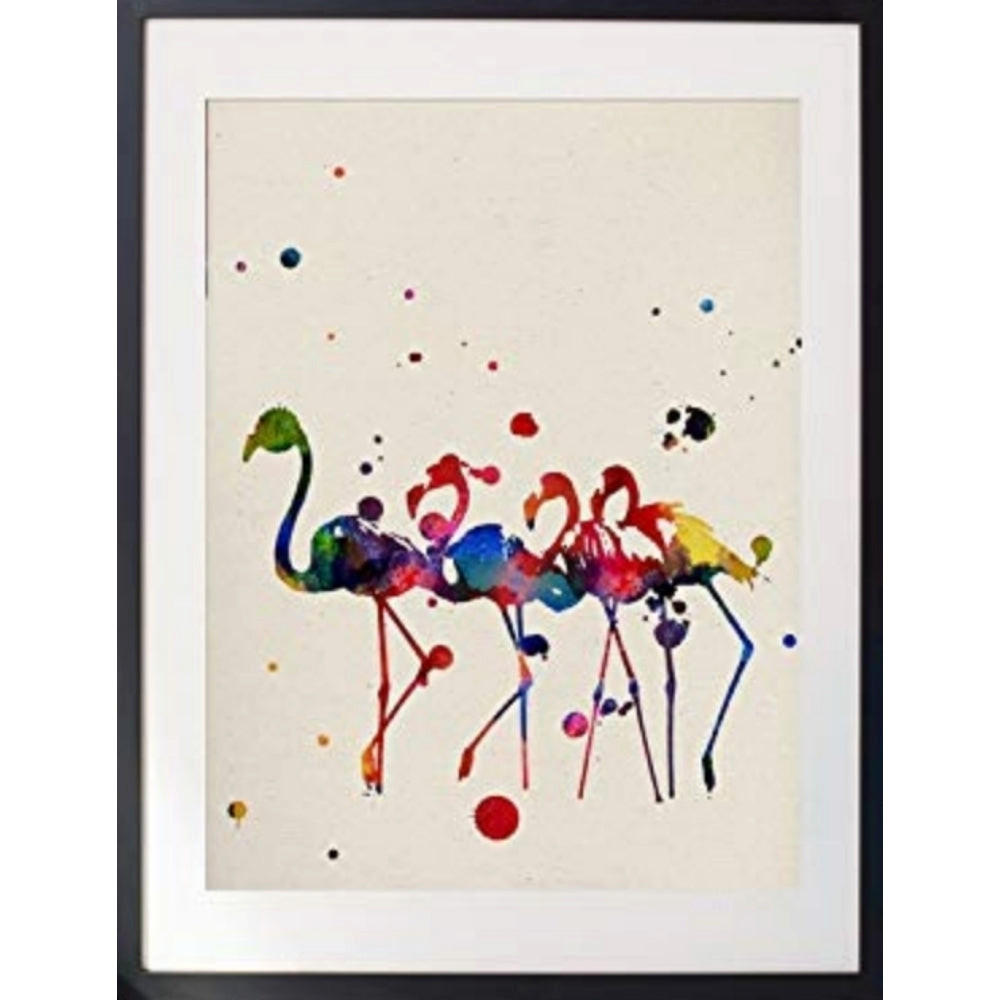 POSTER Flamingos Aquarell A4 Rahmenlos - Klar, Papier (29.7/5/21cm) - Nacnic