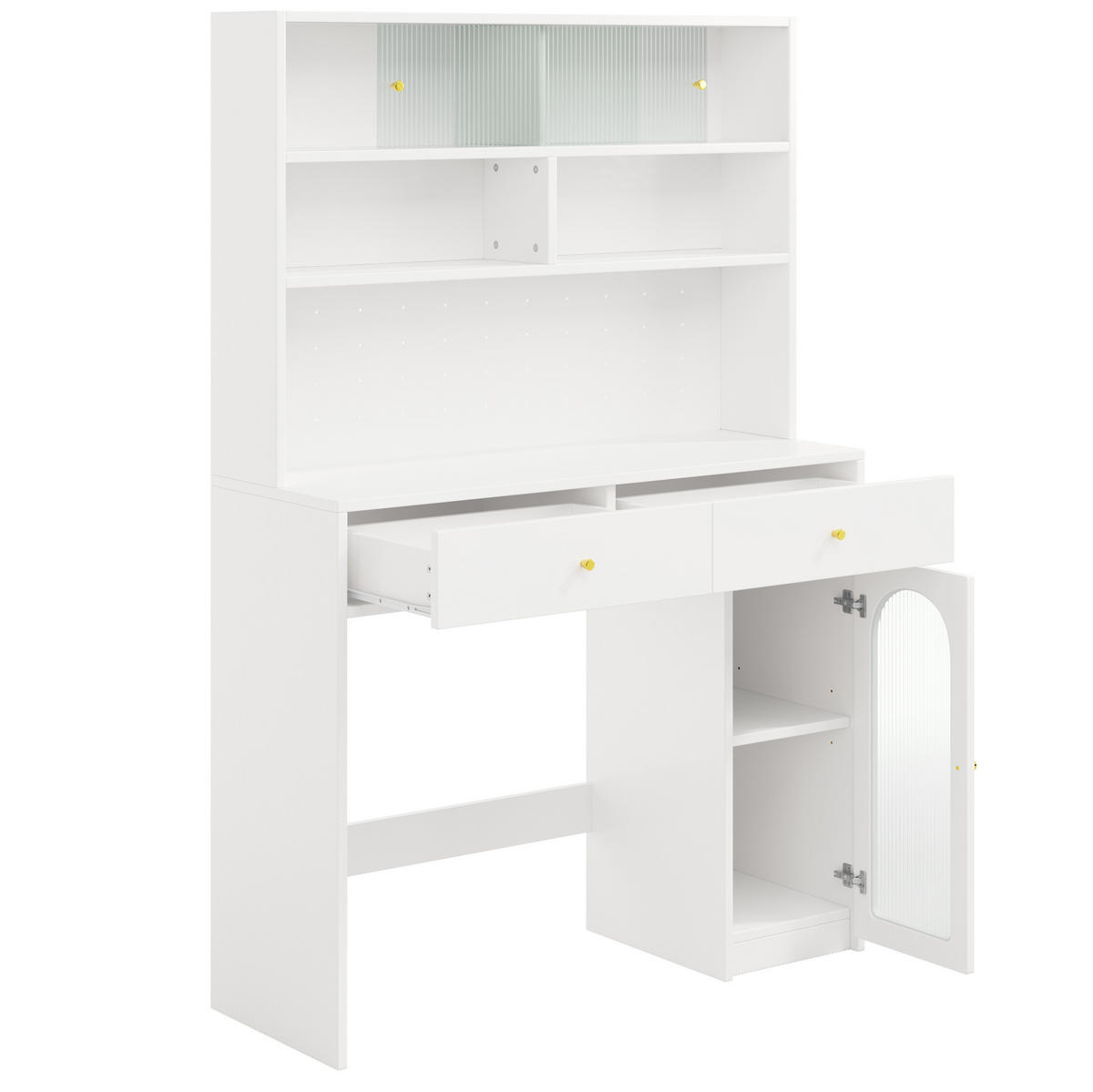BUFFET-SET 120/45/180 cm weiß aus MDF mit klappbarem Esstisch - Weiß, Holzwerkstoff (120/180/45cm) - OKWISH