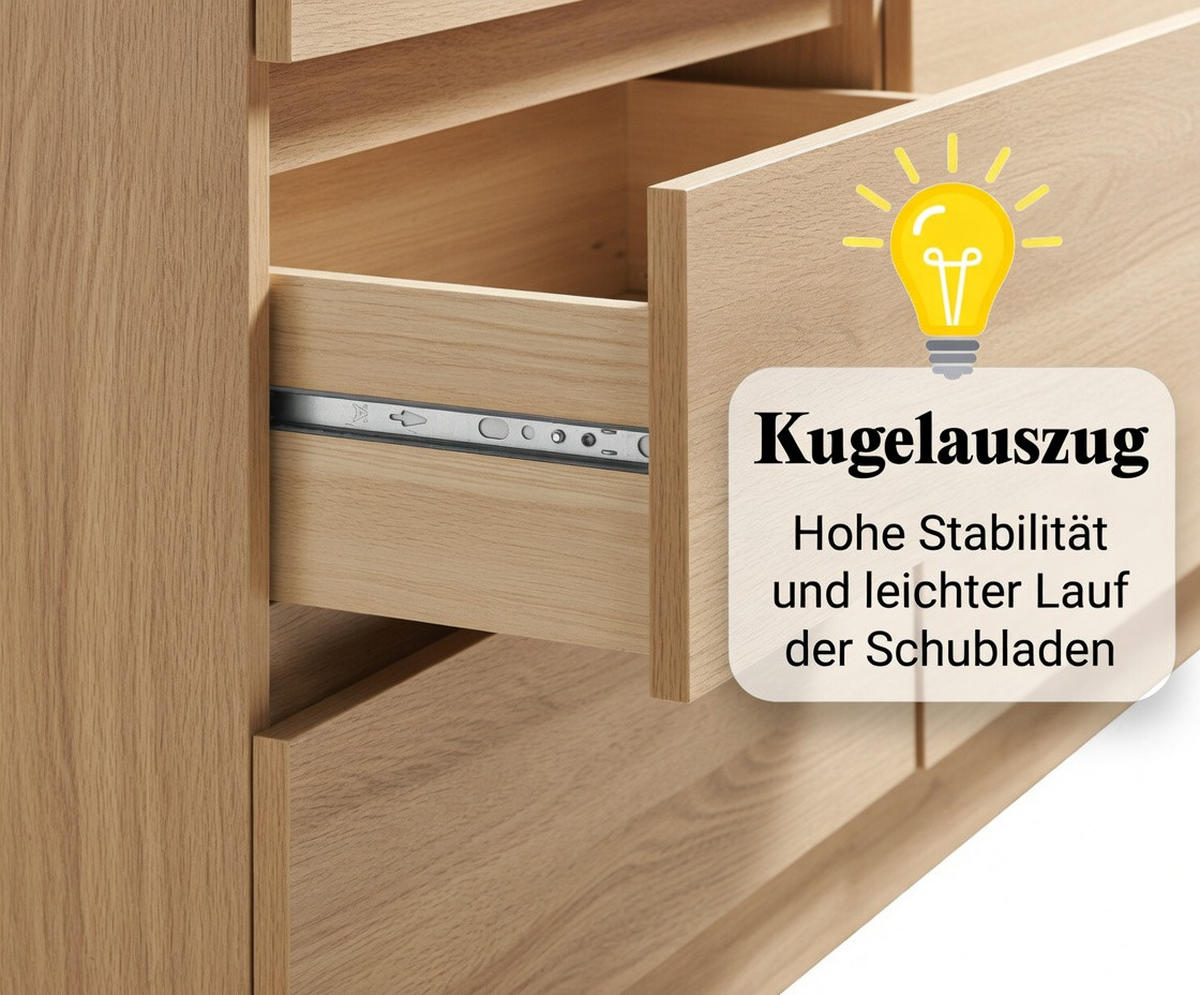 KOMMODE mit 6 Schubladen 95 cm breit in Sonoma - Sonoma Eiche, Holzwerkstoff (95/78/35cm) - Home Collective