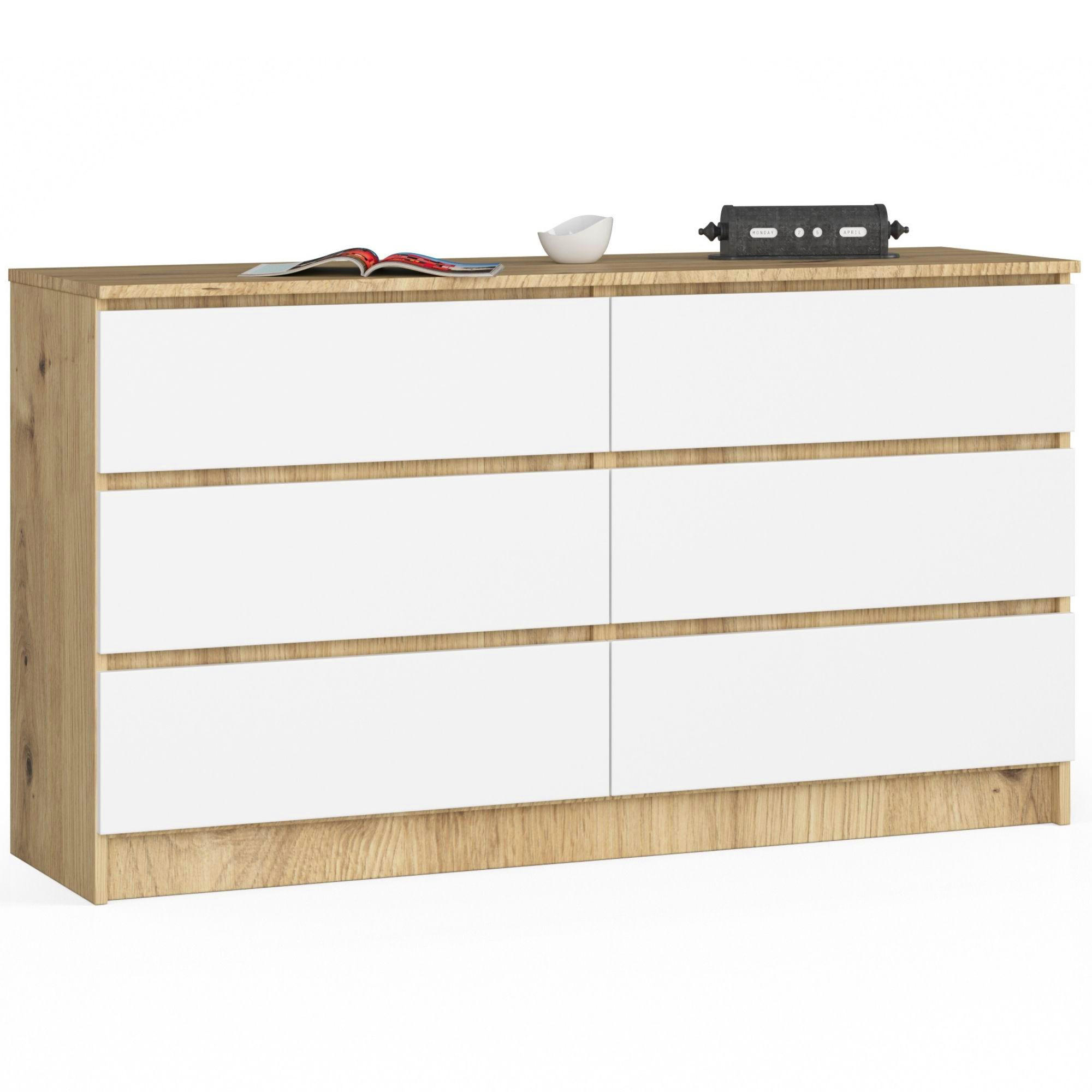 Akord Kommode Eiche Artisan, Weiß 138x77x40 cm