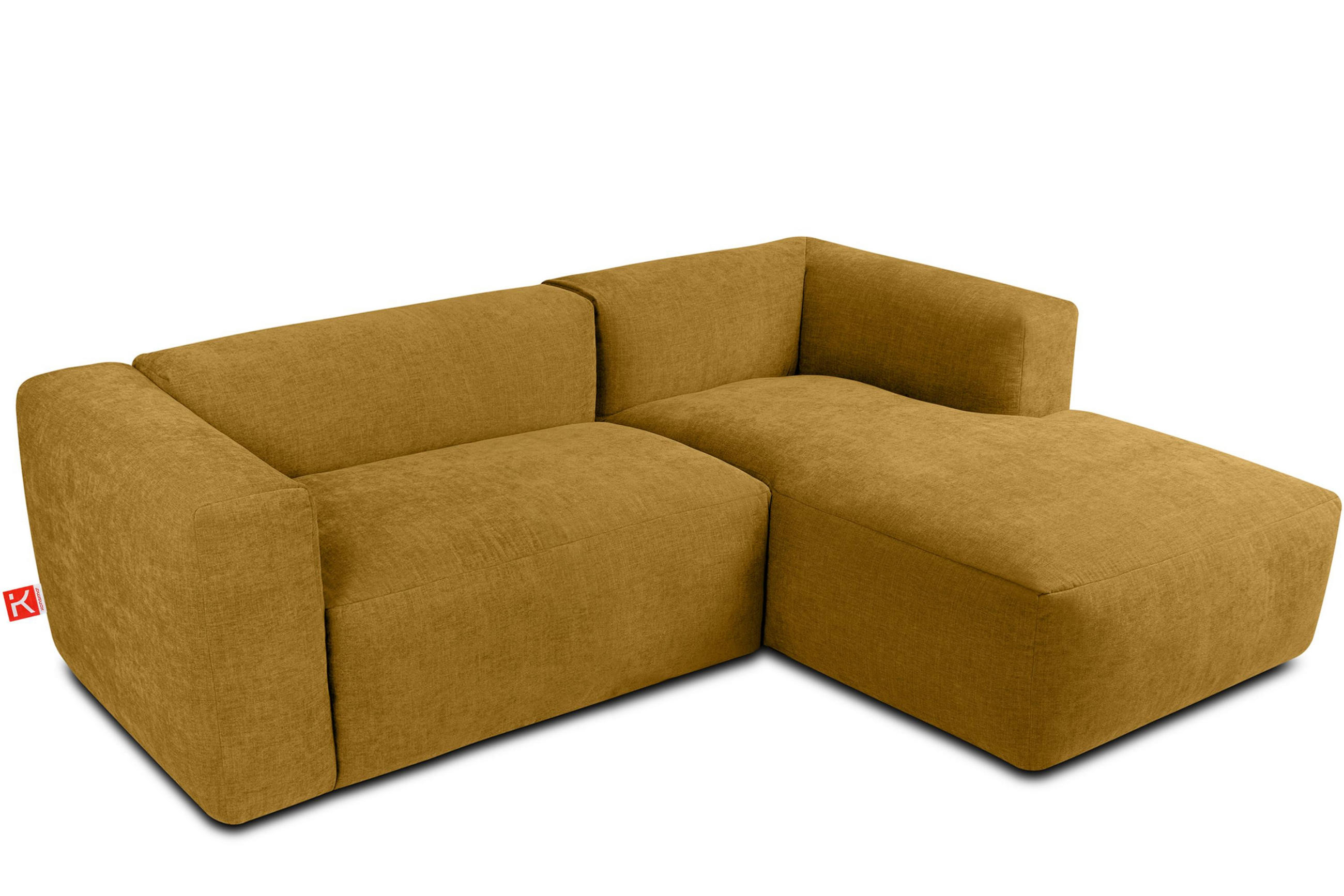 ECKMODULSOFA-RECHTS BUFFO 3/4 Sitzer mit extrem weicher Sitzfläche, Gewebestoff, Honig - Gelb, Textil (237/180cm) - KONSIMO®