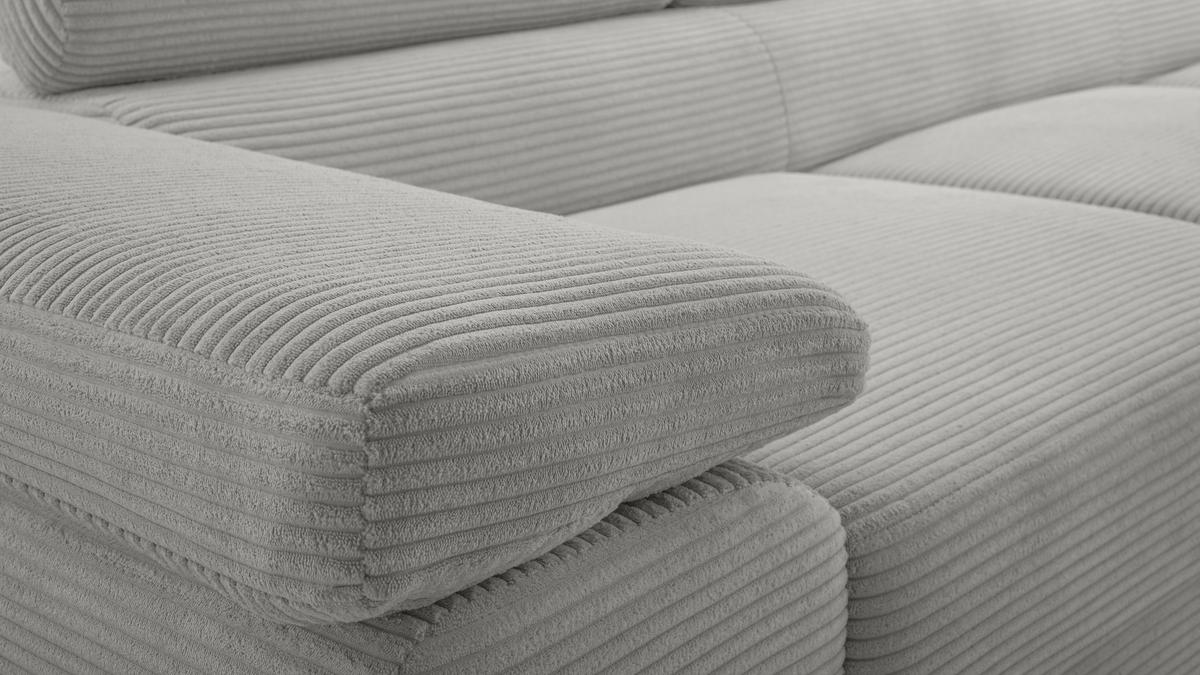 ECKSOFA L Form Arborio Hellgrau 280/203/90 cm Rechts mit Schlaffunktion - Hellgrau/Schwarz, Textil/Metall (280/203cm) - AX Living