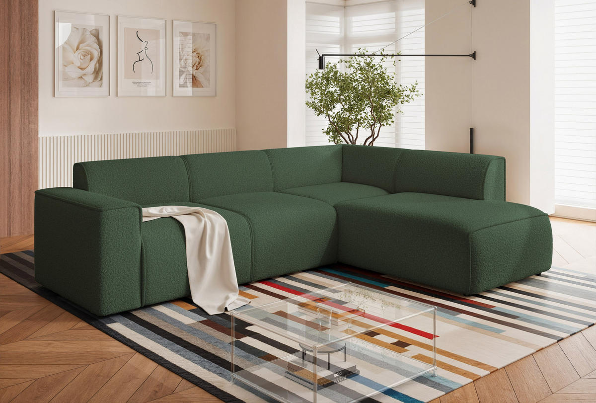 ECKSOFA ZAVO Feiner Mischstoff in Grün - Grün, Holzwerkstoff/Kunststoff (310/218cm) - Idohome