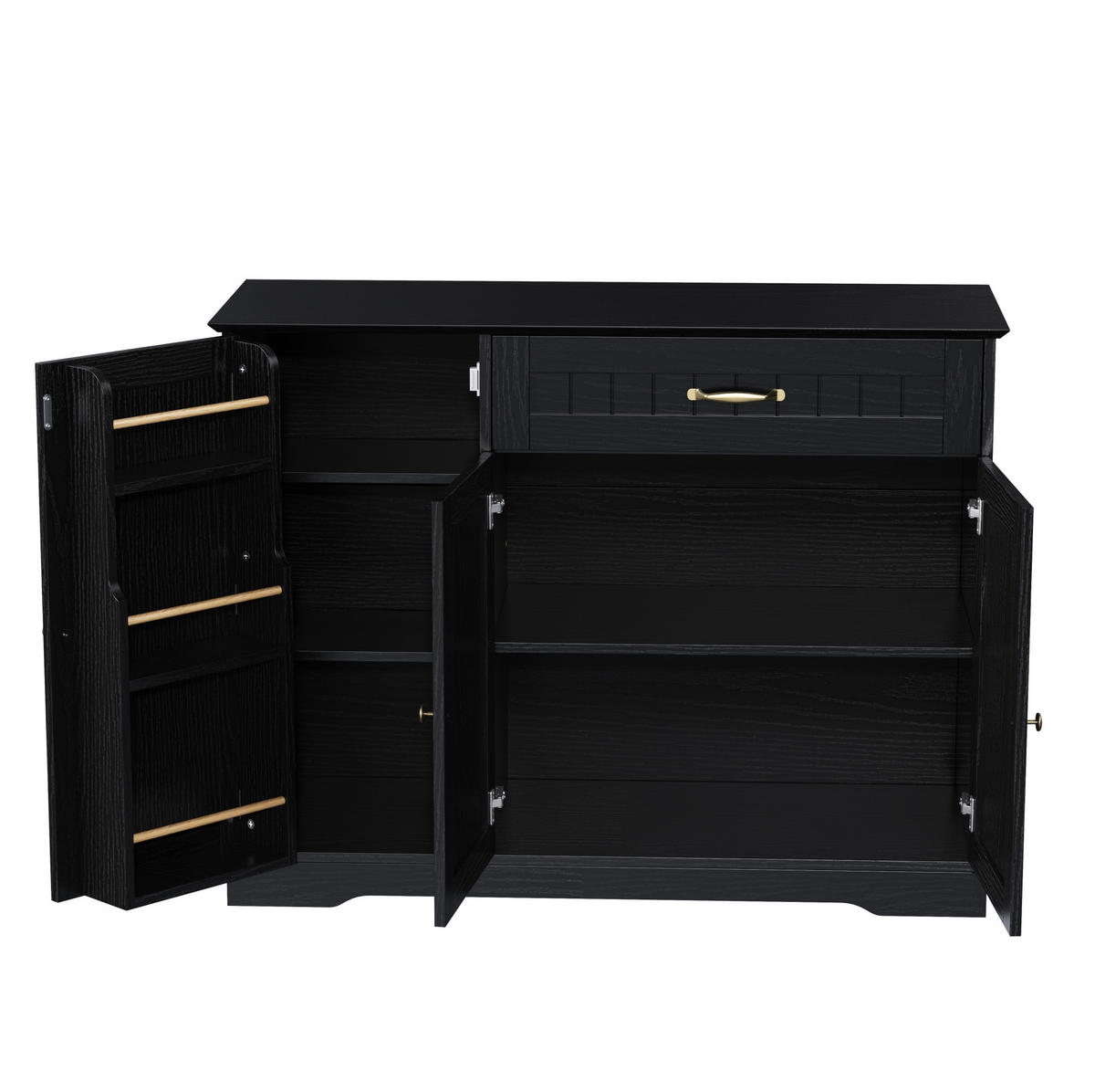 SIDEBOARD 107/40/83 cm schwarz aus MDF mit 3 Türen und Schublade - Schwarz, Holzwerkstoff (107/83.4/40cm) - OKWISH