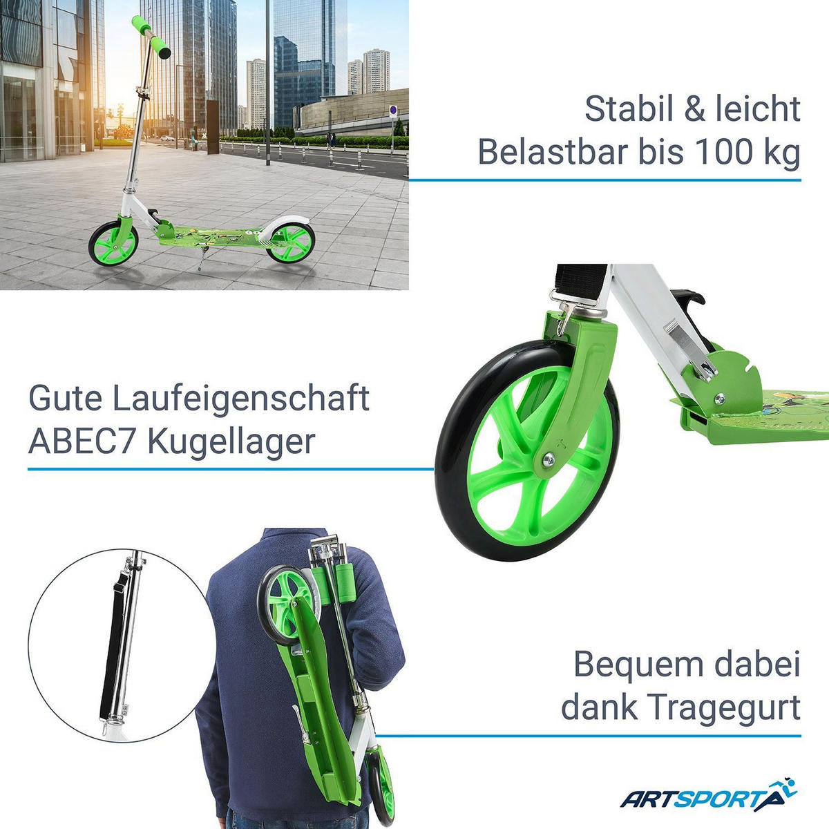 CITYROLLER Soccer grün - Grün, Metall (88/27/106cm) - Artsport