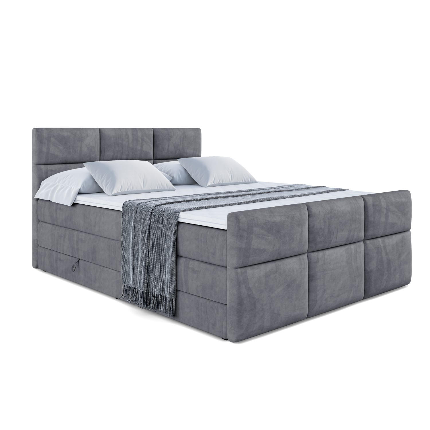 BOXSPRINGBETT OHIO-Z KING - 180x200 - H3/H4 - Dunkelgrau - Dunkelgrau, Holzwerkstoff (180/200cm) - ALTDECOR