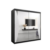 SCHWEBETÜRENSCHRANK 200/200/62 2-türig - Silberfarben/Schwarz, Holz/Kunststoff (200/200/62cm) - Abiks Möbel