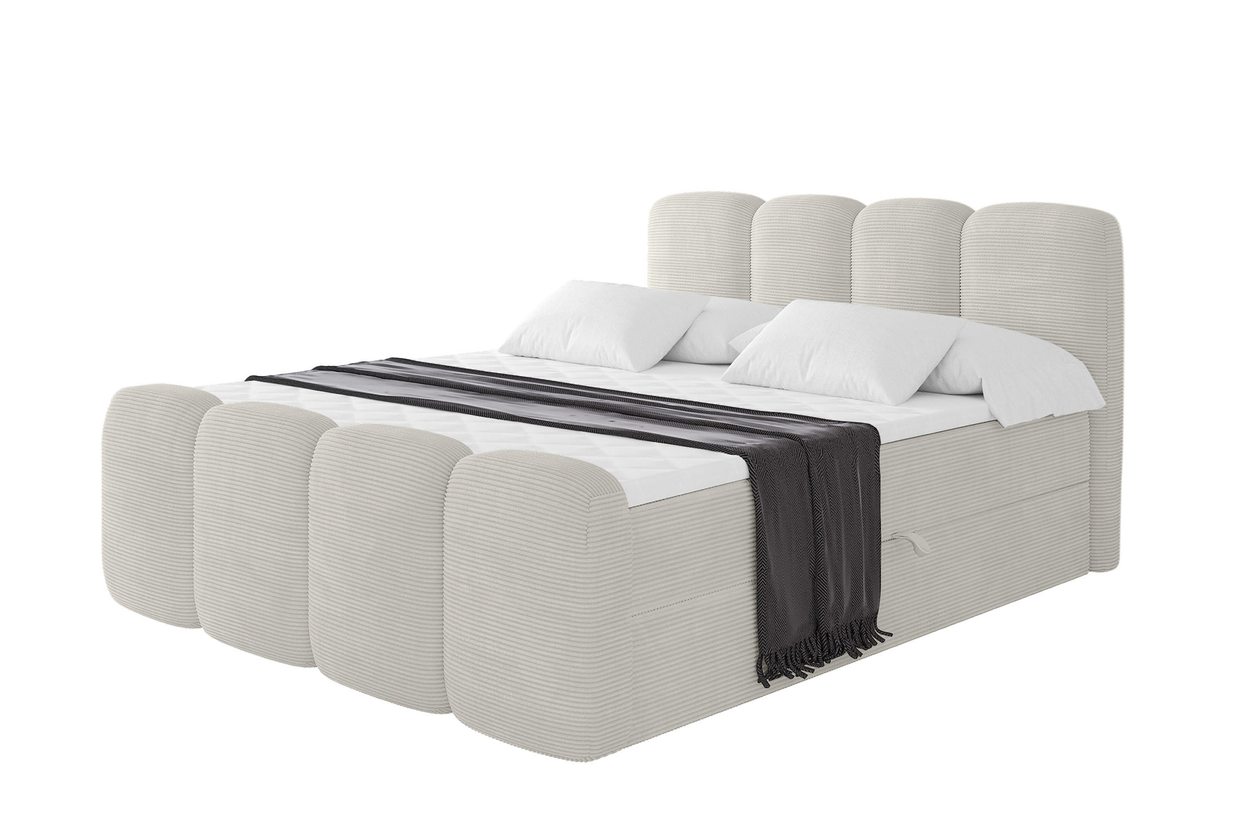 BOXBETT mit Matratze H3 - NINA-Z - 160x200 cm Creme - Perlmutt, Holzwerkstoff (160/200cm) - ALTDECOR