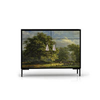 SIDEBOARD MDF 2 Türen und 2 Schubladen mit Waldmuster ALISE NOA - Multicolor/Grün, Holzwerkstoff (45/84/90cm) - RNT By Really Nice Things